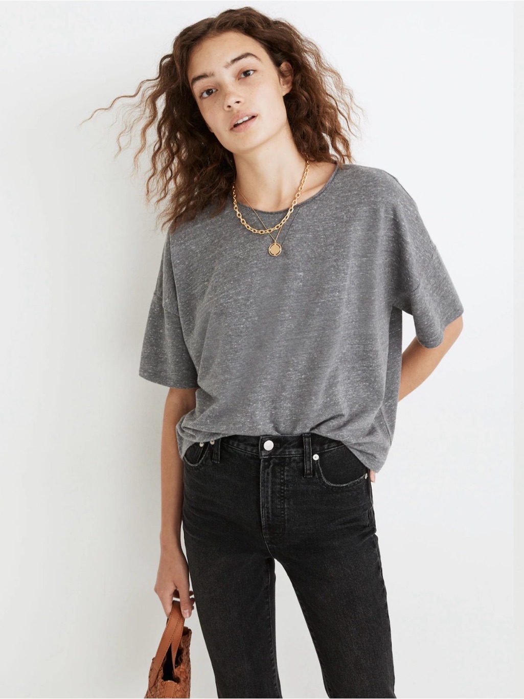 Madewell Sweatshort Tee In Heather Storm Size Small